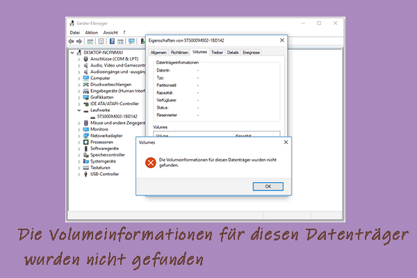 6 Wege Volumeinformationen für diesen Datenträger wurden nicht