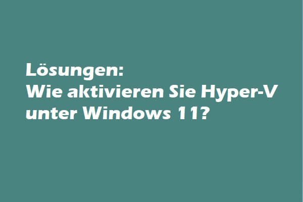 3 Lösungen: Wie aktivieren Sie Hyper-V unter Windows 11?