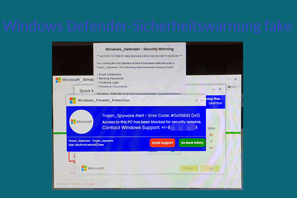 Windows Defender Sicherheitswarnungs-Betrug vom PC entfernen