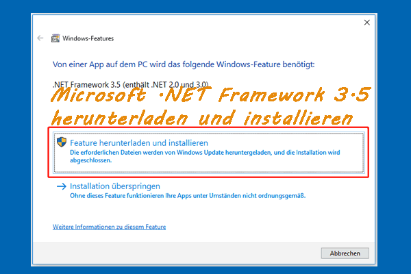 Microsoft .NET Framework 3.5 Herunterladen & Installieren für Windows 10/11