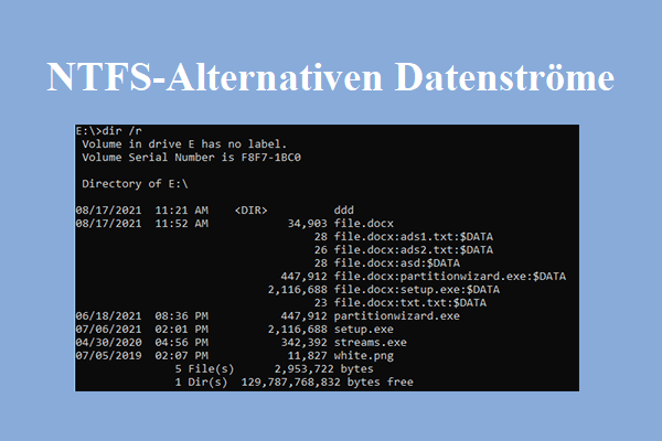 NTFS-Alternative Datenströme öffnen/erstellen/erkennen/entfernen