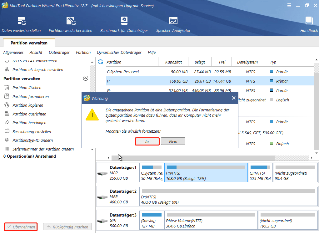Gelöst: Windows kann nicht auf Datenträger 0, Partition 1 installiert werden