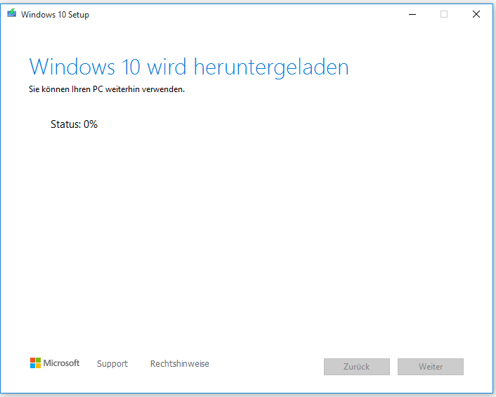 Windows 10 wird heruntergeladen