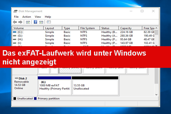 (5 Lösungen) Wird ein exFAT Laufwerk unter Windows 11/10 nicht angezeigt?