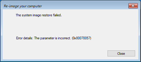 Falscher Parameter (0x80070057)