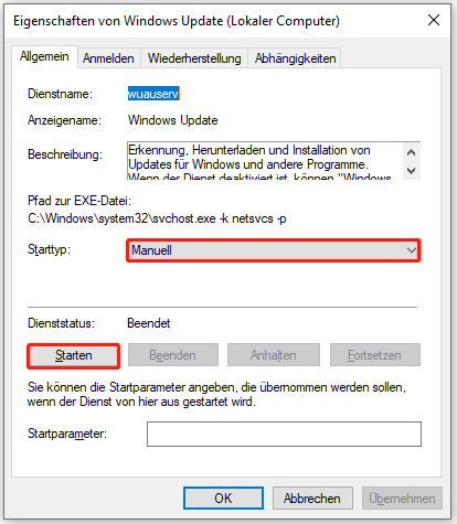 Aktivieren Sie den Windows Update-Dienst