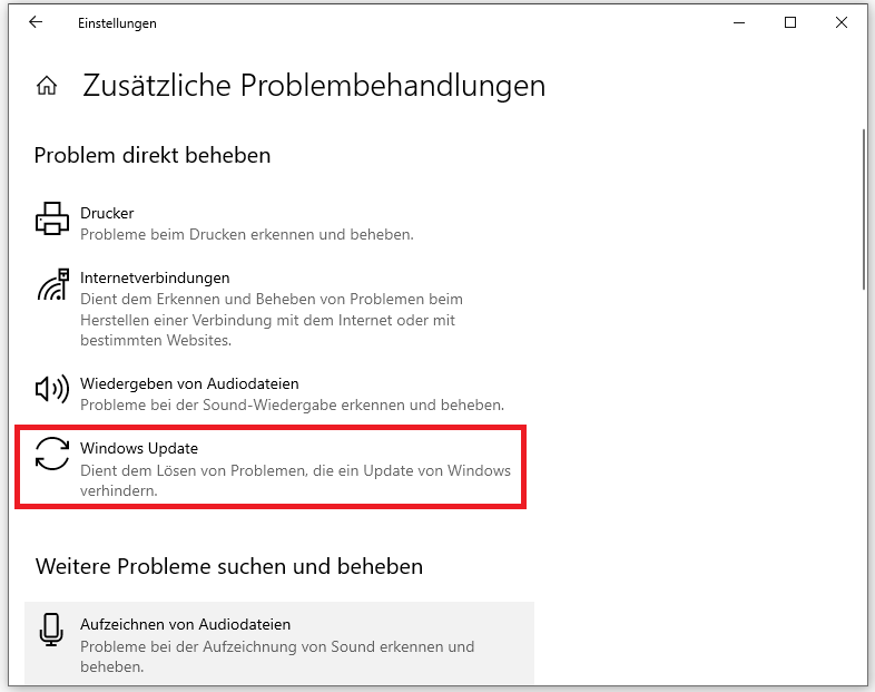 Windows Update-Problembehandlung