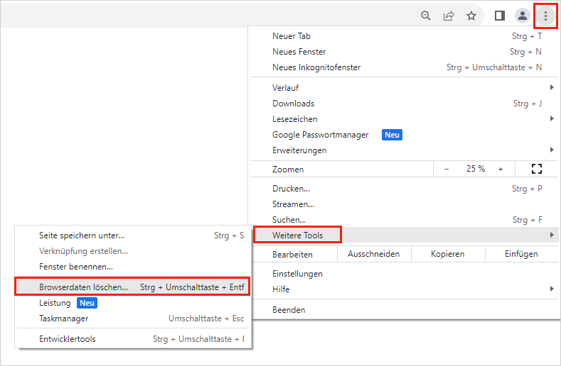 删除 Google Chrome 中的数据