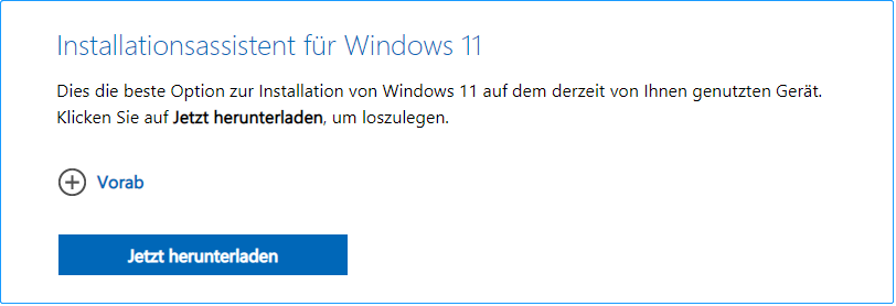 Windows 11-Installationsassistent herunterladen