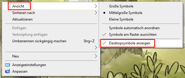 Desktop-Symbole anzeigen