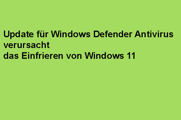 Behoben: Update für Windows Defender Antivirus verursacht das Einfrieren des Computers