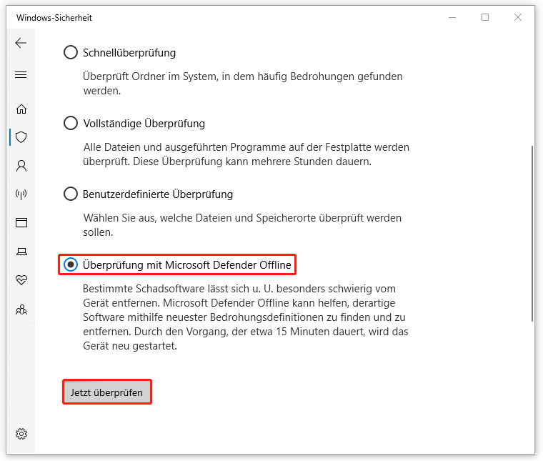 使用 Microsoft Defender 脱机验证