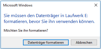 Fehlermeldung in Windows