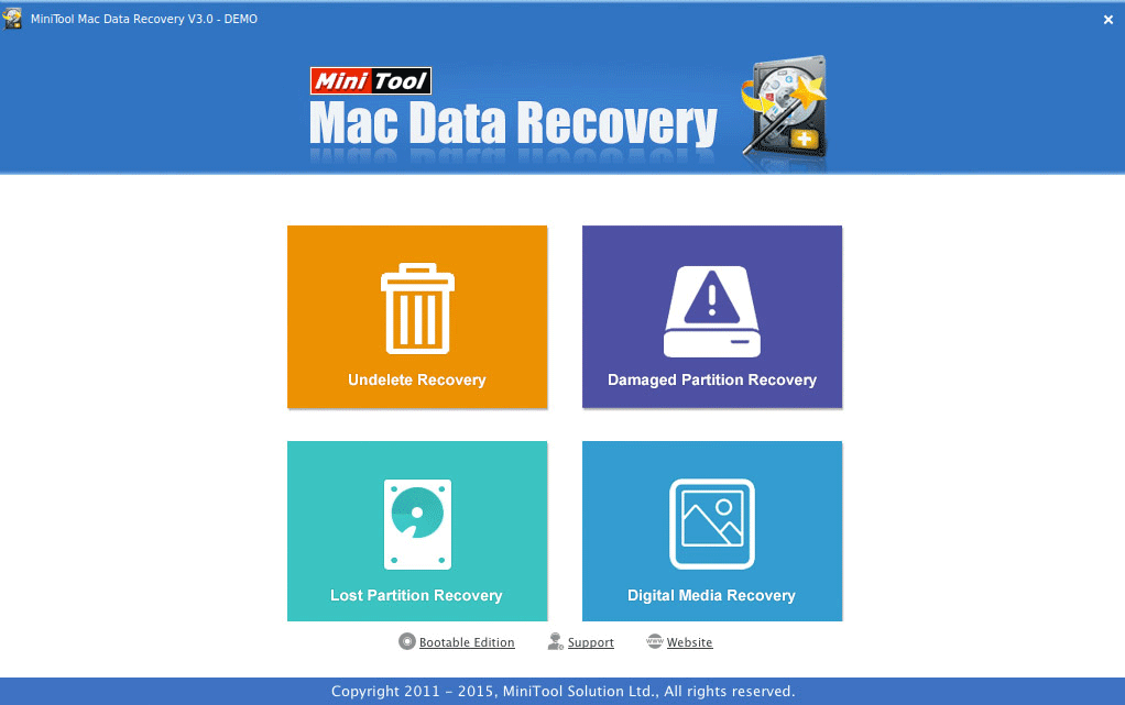 die Hauptoberfläche von Mac Data Recovery