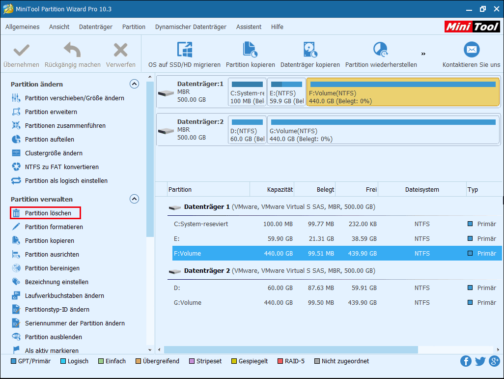 Die aktive Systempartition auf den Datenträger in Windows 7