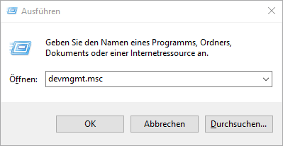 devmgmt.msc eingeben
