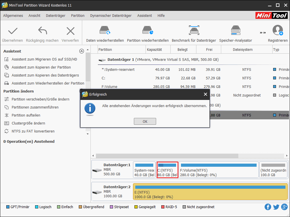 Kostenloser Windows 7 PartitionManager Partition Wizard, CMD