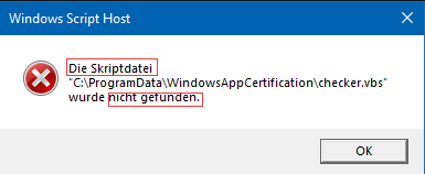 Windows Script Host Fehlermeldung