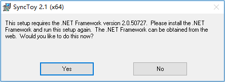 NET Framework Version 2.0.50727 für das Setup benötigt wird
