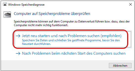 Windows-Speicherdiagnose