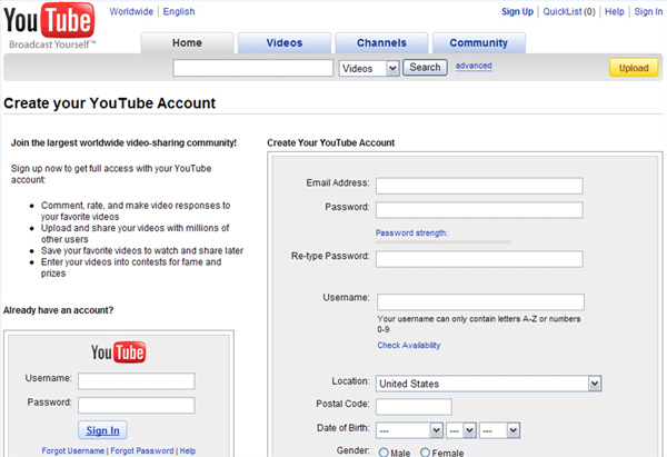 Erstellen Sie Ihr YouTube-Konto