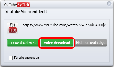 Klicken Sie auf Video download