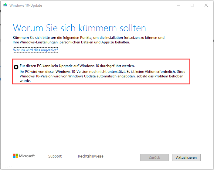 8 Losungen Fur Diesen Pc Kann Kein Upgrade Auf Windows 10 Durchgefuhrt