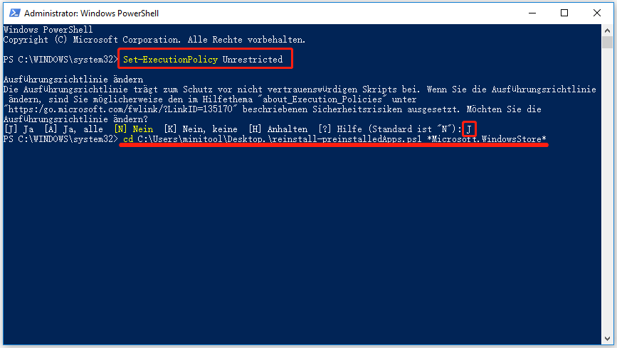 Befehle in Windows PowerShell eingeben
