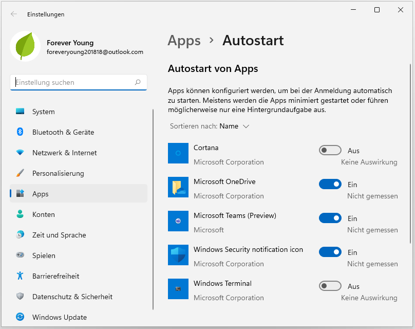 Windows 11 Autostart Programme