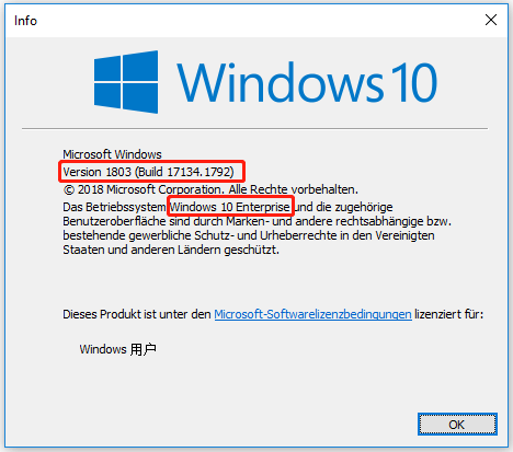 über Windows-Informationen