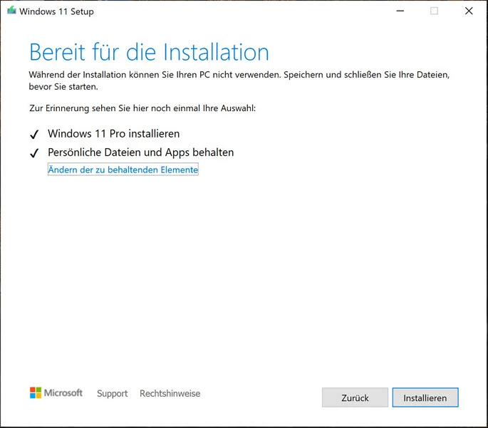 Windows 11 über Setup installieren
