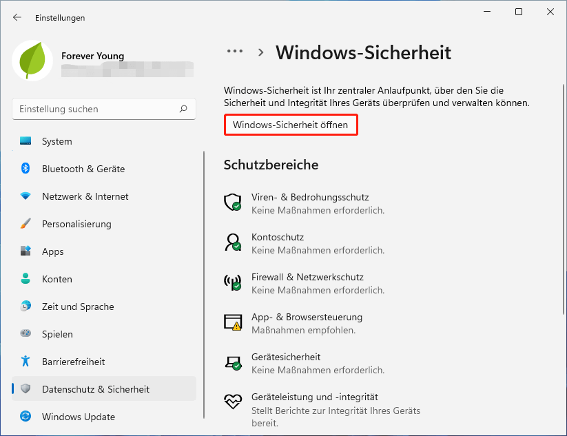 Öffnen Sie Windows-Sicherheit Windows 11