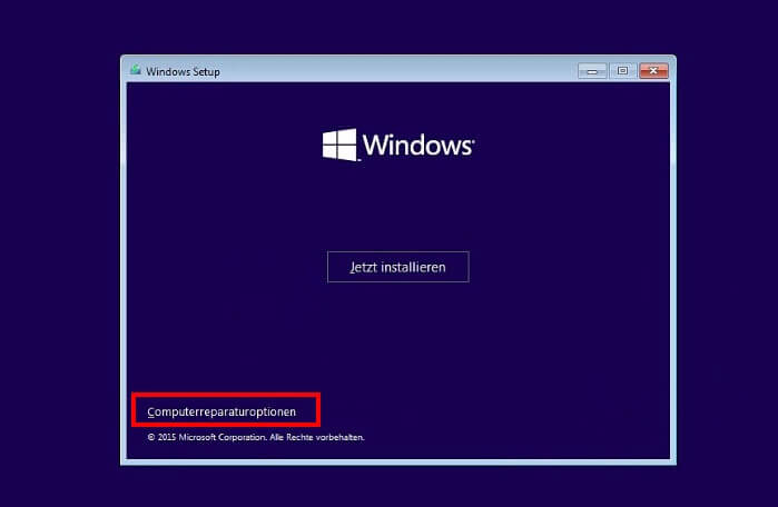 Klicken Sie auf Computerreparaturoptionen