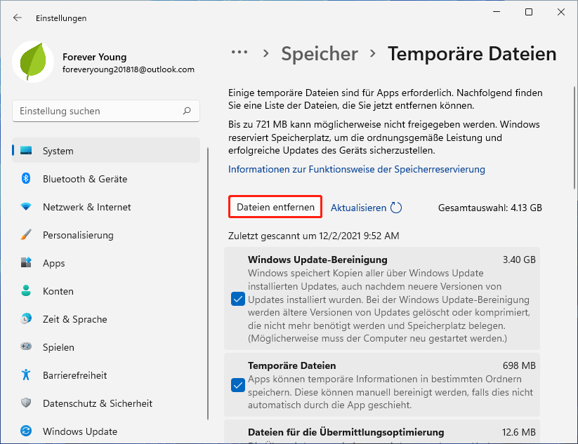 Temporäre Windows 11-Dateien löschen
