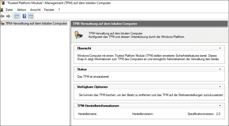 TPM 2.0 überprüfen