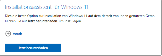 Laden Sie den Windows 11-Installationsassistenten herunter