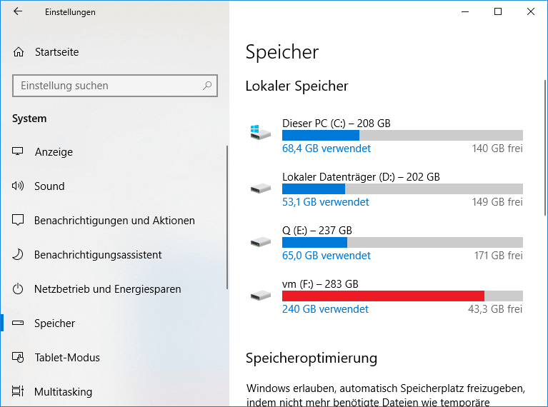  Lokaler Windows 10-Speicher