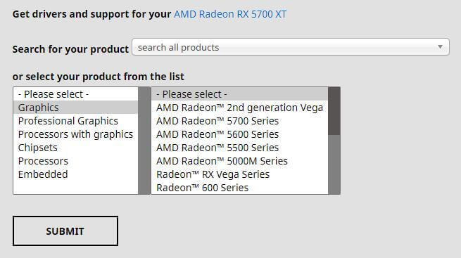 AMD-Grafikkartentreiber suchen oder auswählen