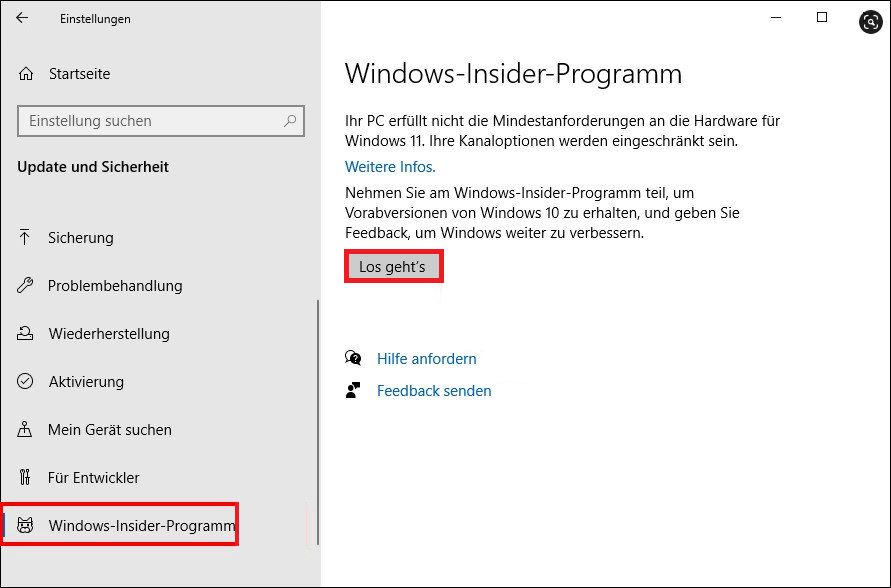 dem Windows-Insider-Programm beitreten