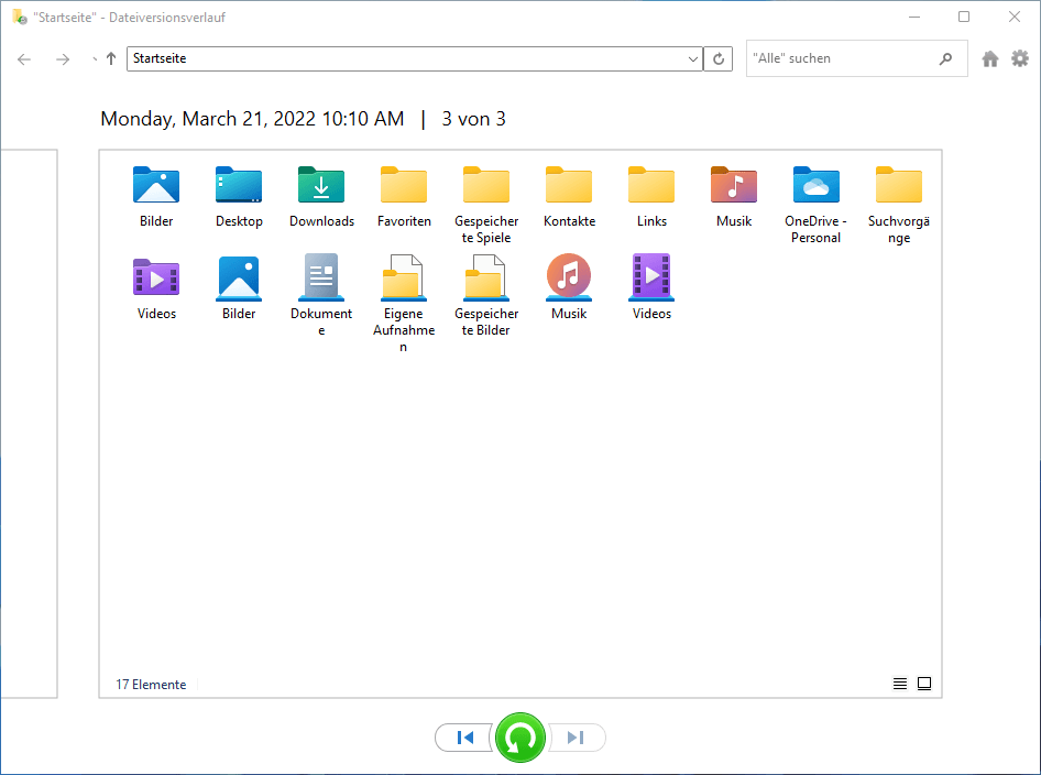 Windows 11-Dateiversionsverlauf stellt Dateien wieder her