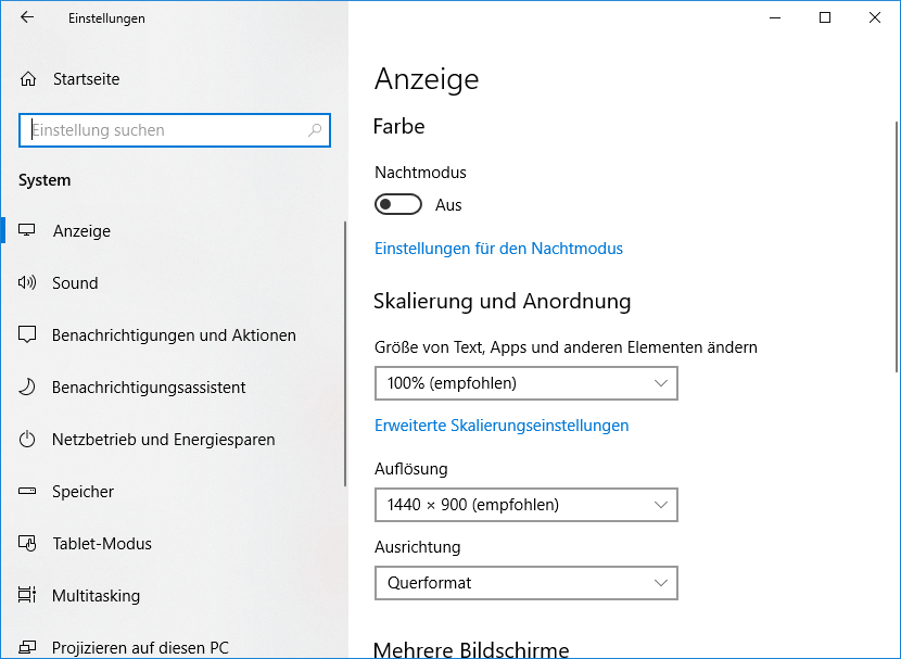 Ändern Sie die Größe von Text, Apps und anderen Elementen auf 100 %