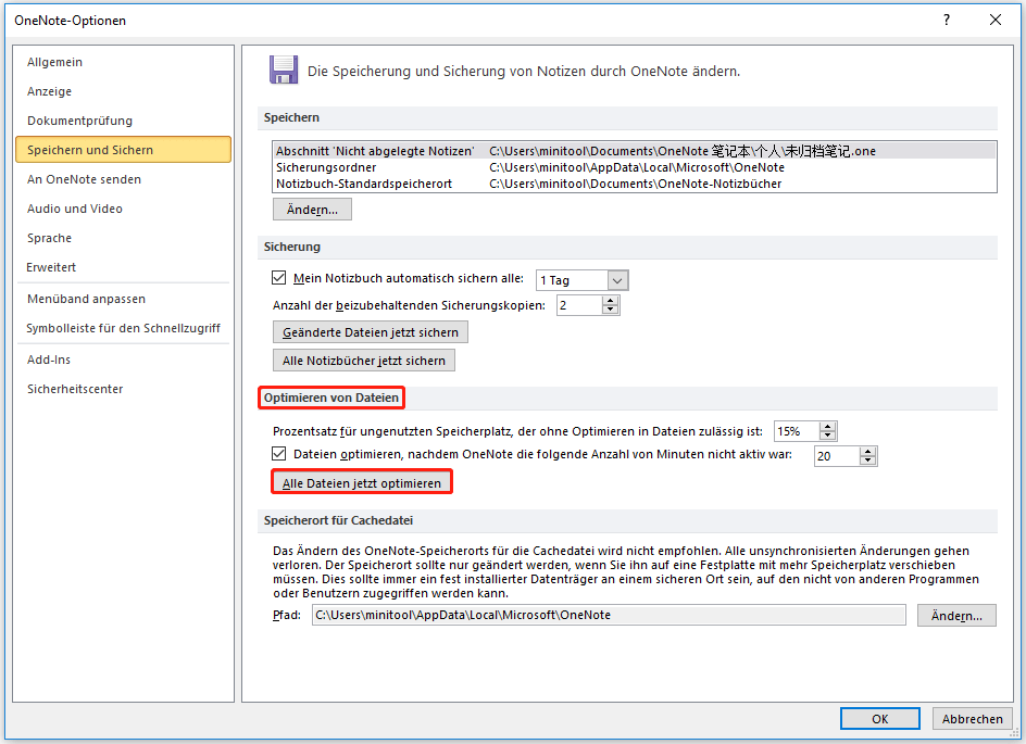 Wählen Sie Alle Dateien jetzt optimieren