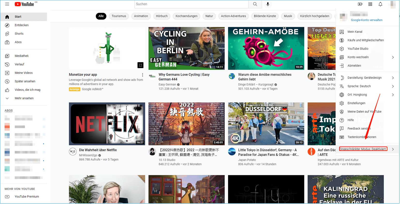 Aktivieren oder Deaktivieren des eingeschränkten Modus auf YouTube MiniTool