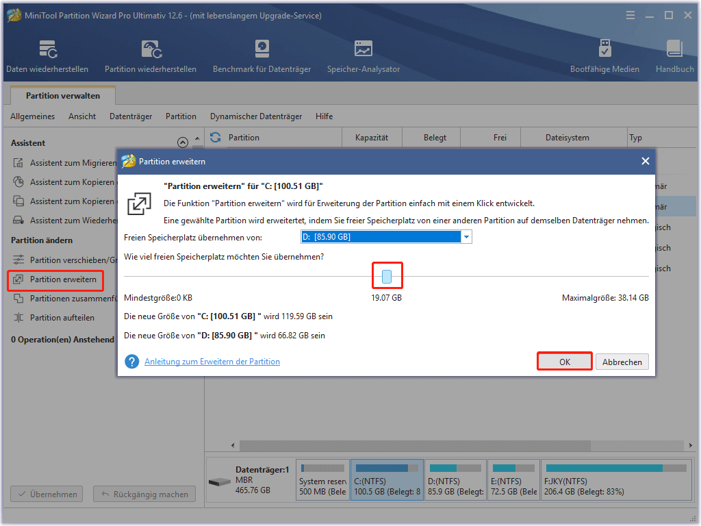 Partition mit MiniTool Partition Wizard erweitern