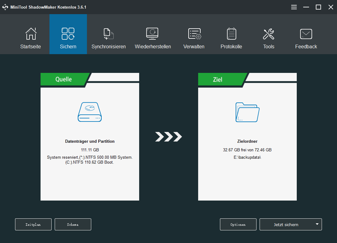 MiniTool ShadowMaker System-Sicherung
