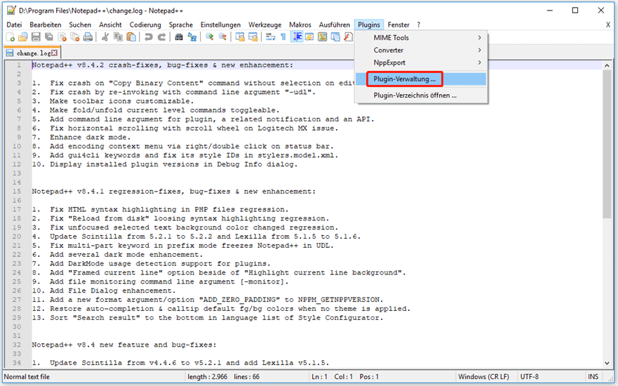 Wie kann man mit Notepad++ zwei Dateien einfach vergleichen