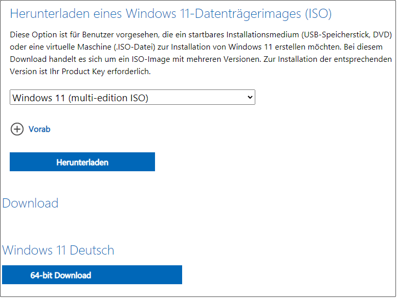 Windows 11 ISO herunterladen