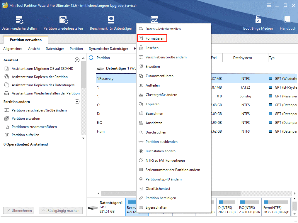 Klicken Sie auf die Formatoption