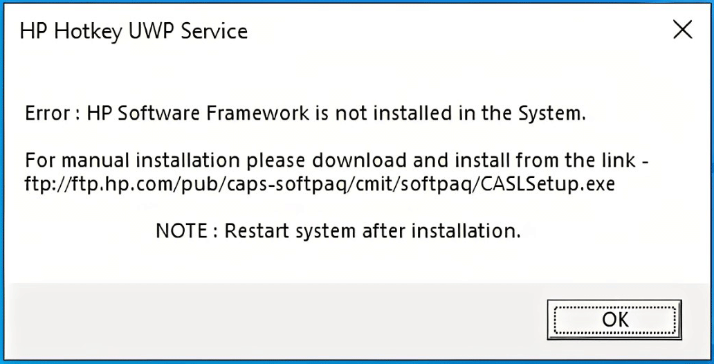 HP Software Framework nicht installiert