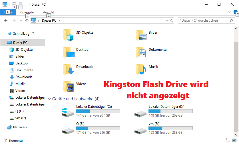 Kingston Drive verschwindet aus dem Datei Explorer